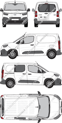 Fiat Doblò, van/transporter, L1, teilverglast rechts, Heck vergl., Rear Wing Doors, 1 Sliding Door (2024)