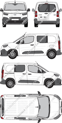 Fiat Doblò, van/transporter, L1, rear window, double cab, Rear Wing Doors, 1 Sliding Door (2024)