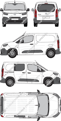 Fiat Doblò, furgone, L1, teilverglast rechts, Rear Flap, 1 Sliding Door (2024)