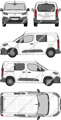 Fiat Doblò, van/transporter, L1, rear window, double cab, Rear Flap, 1 Sliding Door (2024)