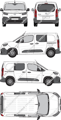 Fiat Doblò, van/transporter, L1, rear window, double cab, Rear Flap, 2 Sliding Doors (2024)