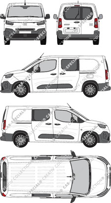 Fiat Doblò, van/transporter, L2, rear window, double cab, Rear Wing Doors, 2 Sliding Doors (2024)