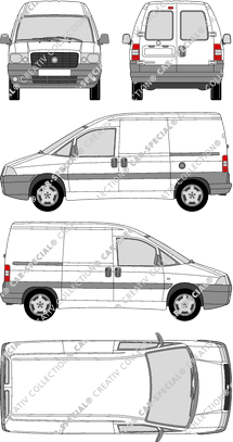 Fiat Scudo, furgón, paso de rueda corto, ventana de parte trasera, Rear Wing Doors, 2 Sliding Doors (2004)