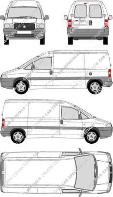 Fiat Scudo, furgone, empattement long, vitre arrière, Rear Wing Doors (2004)