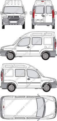 Fiat Doblò Cargo, furgone, tetto alto, vitre arrière, Doppelkabine, Rear Wing Doors (2004)