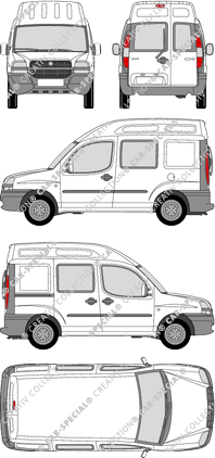 Fiat Doblò Cargo, furgone, tetto alto, vitre arrière, Doppelkabine, Rear Wing Doors, 1 Sliding Door (2004)