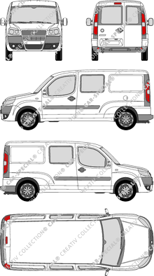 Fiat Doblò Cargo Maxi, Maxi, van/transporter, rear window, double cab, Rear Wing Doors (2006)
