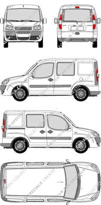 Fiat Doblò Cargo, furgone, vitre arrière, Doppelkabine, Rear Flap, 1 Sliding Door (2006)