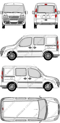 Fiat Doblò Cargo, furgone, vitre arrière, Doppelkabine, Rear Flap, 2 Sliding Doors (2006)