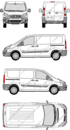 Fiat Scudo, furgón, L1H1, Rear Wing Doors, 2 Sliding Doors (2007)