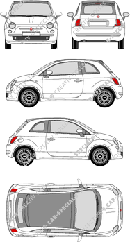 Fiat 500 C, convertible hatchback, 2 Doors (2009)