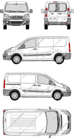 Fiat Scudo, van/transporter, L1H1, rear window, Rear Wing Doors, 1 Sliding Door (2007)