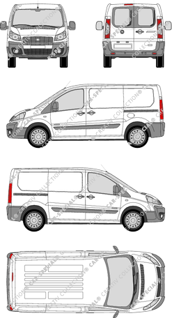 Fiat Scudo, van/transporter, L1H1, rear window, Rear Wing Doors, 2 Sliding Doors (2007)