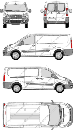 Fiat Scudo, van/transporter, L2H1, rear window, Rear Wing Doors, 1 Sliding Door (2007)