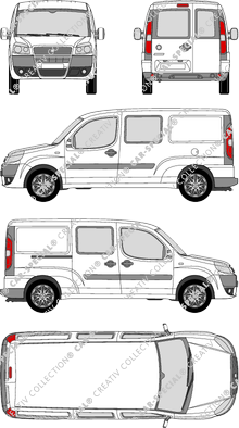 Fiat Doblò Cargo Maxi, Maxi, van/transporter, rear window, double cab, Rear Wing Doors, 1 Sliding Door (2009)