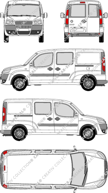 Fiat Doblò Cargo Maxi, Maxi, furgone, vitre arrière, Doppelkabine, Rear Wing Doors, 2 Sliding Doors (2009)