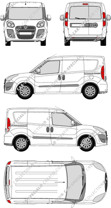 Fiat Doblò, van/transporter, L1H1, rear window, Rear Wing Doors, 2 Sliding Doors (2010)
