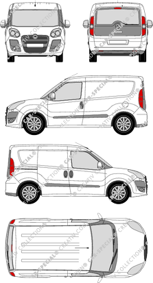 Fiat Doblò, furgone, L1H1, vitre arrière, Rear Flap, 1 Sliding Door (2010)
