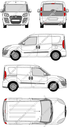Fiat Doblò, furgone, L1H1, vitre arrière, Rear Flap, 2 Sliding Doors (2010)