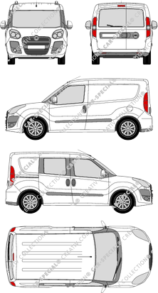 Fiat Doblò, furgone, L1H1, Heck verglast, rechts teilverglast, Rear Wing Doors, 1 Sliding Door (2010)