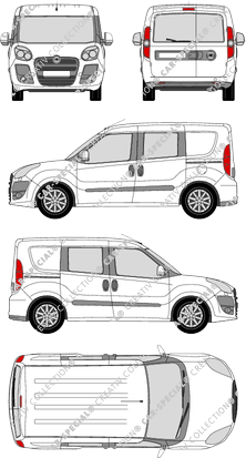 Fiat Doblò, van/transporter, L1H1, rear window, double cab, Rear Wing Doors, 2 Sliding Doors (2010)
