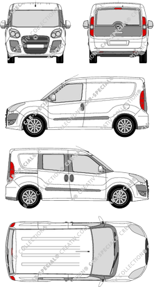 Fiat Doblò, furgone, L1H1, Heck verglast, rechts teilverglast, Rear Flap, 1 Sliding Door (2010)