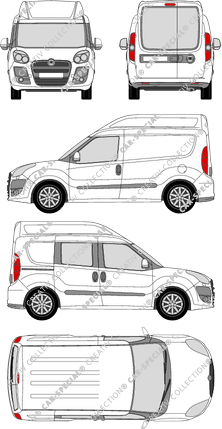 Fiat Doblò, furgone, L1H2, Heck verglast, rechts teilverglast, Rear Wing Doors, 1 Sliding Door (2010)