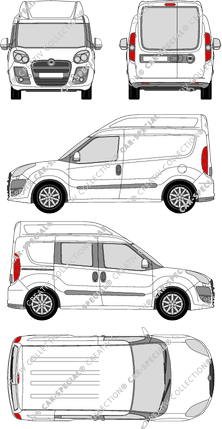 Fiat Doblò, fourgon, L1H2, Heck verglast, rechts teilverglast, Rear Wing Doors, 1 Sliding Door (2010)