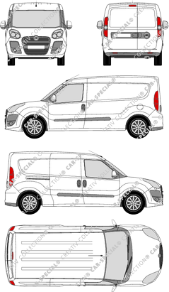Fiat Doblò Maxi, Maxi, van/transporter, L2H1, Rear Wing Doors, 1 Sliding Door (2010)