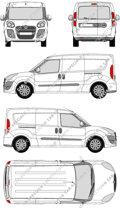 Fiat Doblò Maxi, Maxi, fourgon, L2H1, Heck verglast, Rear Wing Doors, 2 Sliding Doors (2010)