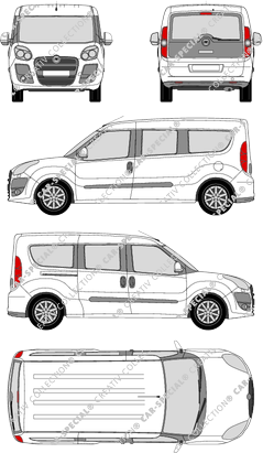 Fiat Doblò Maxi, Maxi, van/transporter, L2H1, Rear Flap, 1 Sliding Door (2010)