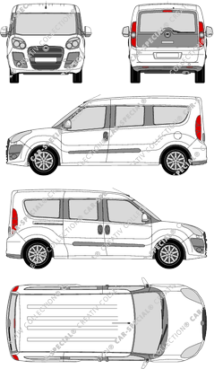 Fiat Doblò Maxi, Maxi, furgone, L2H1, Rear Flap, 1 Sliding Door (2010)