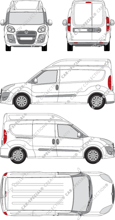 Fiat Doblò Maxi XL, Maxi XL, furgone, L2H2, Rear Wing Doors, 1 Sliding Door (2010)