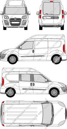 Fiat Doblò Maxi XL, Maxi XL, van/transporter, L2H2, Heck verglast, rechts teilverglast, Rear Wing Doors, 1 Sliding Door (2010)