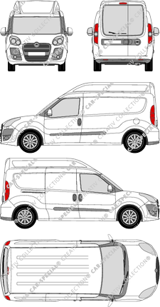 Fiat Doblò Maxi XL, Maxi XL, furgone, L2H2, vitre arrière, Rear Wing Doors, 1 Sliding Door (2010)