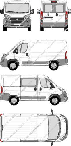 Fiat Ducato, fourgon, L1H1, Heck verglast, rechts teilverglast, Rear Wing Doors, 1 Sliding Door (2014)