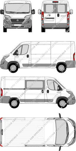 Fiat Ducato, furgón, L2H1, Heck verglast, rechts teilverglast, Rear Wing Doors, 1 Sliding Door (2014)