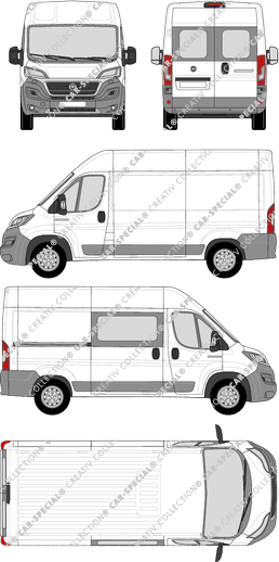 Fiat Ducato, Kastenwagen, L2H2, Heck verglast, rechts teilverglast, Rear Wing Doors, 1 Sliding Door (2014)