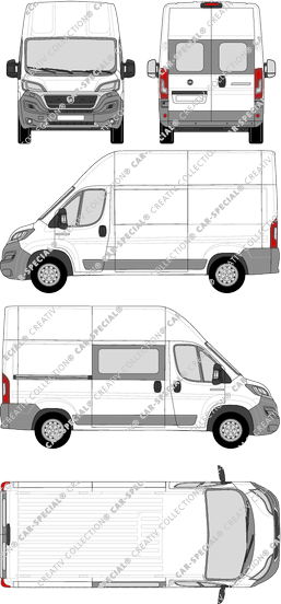 Fiat Ducato, furgón, L2H3, Heck verglast, rechts teilverglast, Rear Wing Doors, 1 Sliding Door (2014)