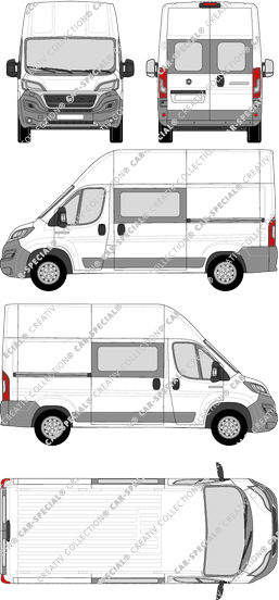 Fiat Ducato, van/transporter, L2H3, rear window, double cab, Rear Wing Doors, 2 Sliding Doors (2014)
