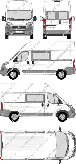 Fiat Ducato, furgone, L2H3, vitre arrière, Doppelkabine, Rear Wing Doors, 2 Sliding Doors (2014)