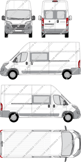 Fiat Ducato, van/transporter, L4H3, rear window, double cab, Rear Wing Doors, 2 Sliding Doors (2014)