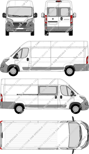 Fiat Ducato, furgone, L5H2, Heck verglast, rechts teilverglast, Rear Wing Doors, 1 Sliding Door (2014)