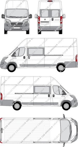 Fiat Ducato, van/transporter, L5H3, rear window, double cab, Rear Wing Doors, 2 Sliding Doors (2014)