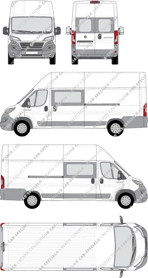 Fiat Ducato, furgone, L5H3, vitre arrière, Doppelkabine, Rear Wing Doors, 2 Sliding Doors (2014)