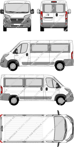 Fiat Ducato, minibus, L2H1, Rear Wing Doors, 1 Sliding Door (2014)