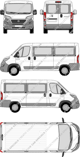Fiat Ducato, minibus, L2H1, Rear Wing Doors, 2 Sliding Doors (2014)