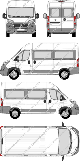 Fiat Ducato, minibus, L2H2, Rear Wing Doors, 2 Sliding Doors (2014)
