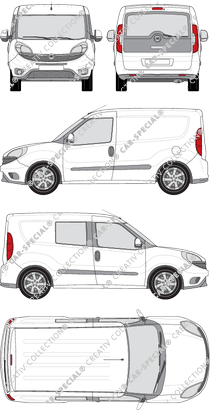 Fiat Doblò Cargo, Cargo, 1 finestra laterale, fourgon, L1H1, Heck verglast, rechts teilverglast, Rear Flap (2015)