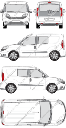 Fiat Doblò Cargo, Cargo, 2 finestrini laterali, fourgon, L1H1, Heck verglast, double cabine, Rear Flap (2015)